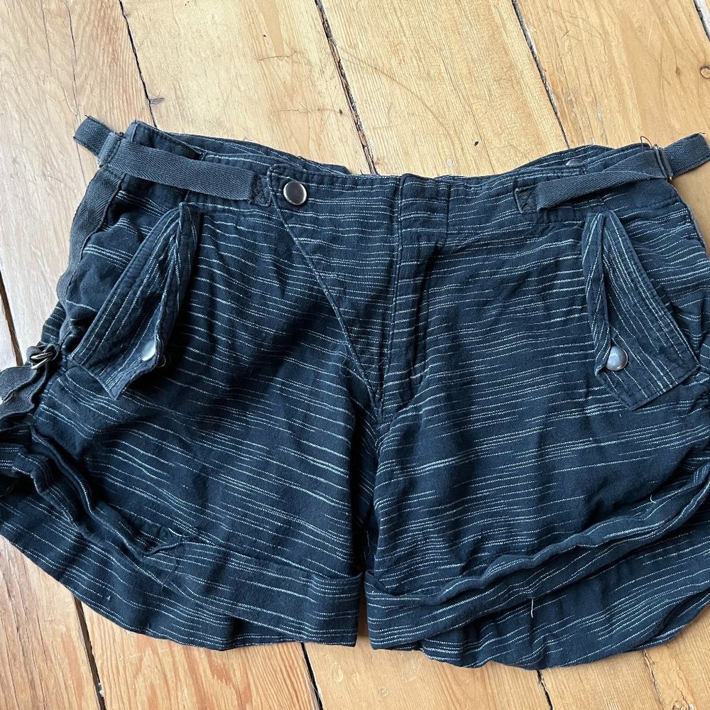 Used Grey Ant Hot Pant Black w pin stripes shorts fun and sexy Small Hipster